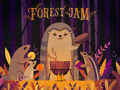 Forest Jam autumn chipmunk fire forest friendship hedgehog jam mouse nature rat