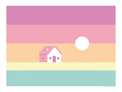 Sun-set house creativity design flat graphic illustration vector