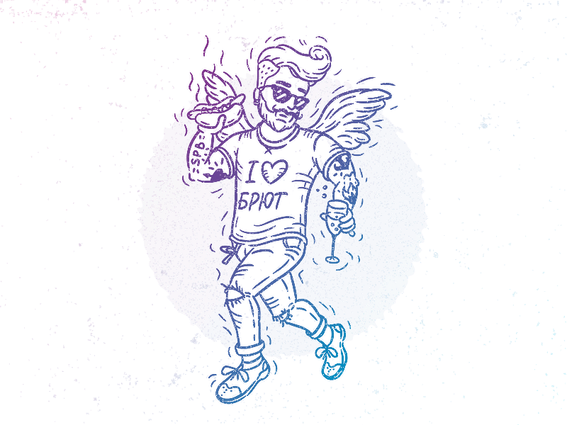 Angels angel champagne character draw girl hipster illustration mobile shot sketch