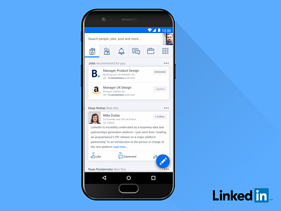 Linkedin Mobile App activity feed feed linkedin linkedin home screen mobile app