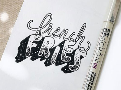 🍟 black and white custom lettering custom type hand lettering ink lettering micron pen script typography