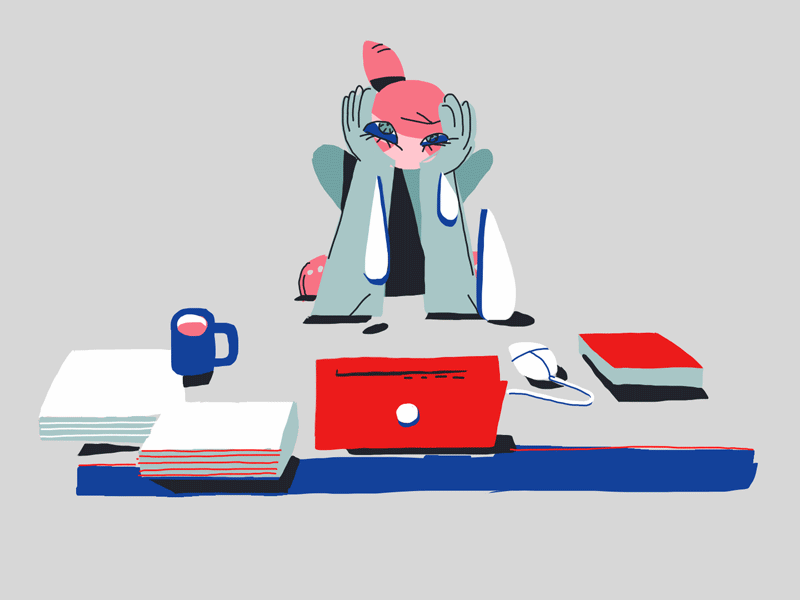 Emotions at work 2d character editorial illustration loop motion design