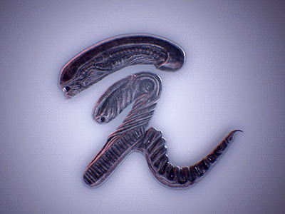 Japanese typography day4 :え alien gif typography ue4. 3d