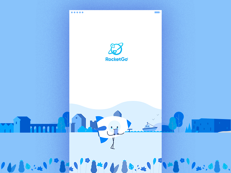 RocketGo animation app blue illustrator ios rocket rocketgo splash screen travels