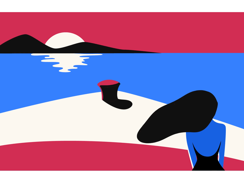 The Greeting to the Sun ae ai animation city hair illustration movemen sea sun wave woman zadar