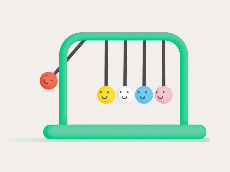 Desk clacker 2d character clacker desk flat happy loop toy vector