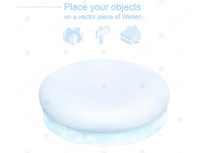 Vector pie of Winter 3d christmas cut drift ice icon isometric new year realistic snow winter xmas