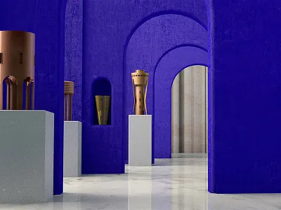 ROOM 03: Watertower Gallery 3d 3d design architecture art direction blue brutalism cinema 4d rendering