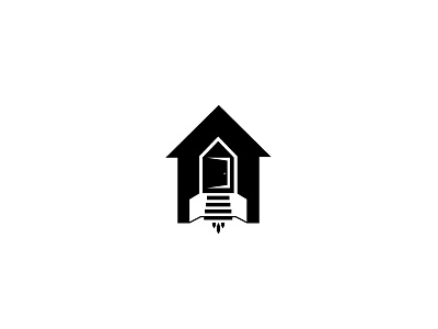 Rocket house black and white clean minimal negative space simple