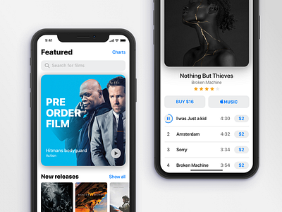 iTunes for iOS 11 apple cover design ios ios11 iphone x movies music player ui ux video