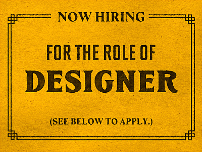 Now Hiring - Designer apparel designer designer hiring job package designer