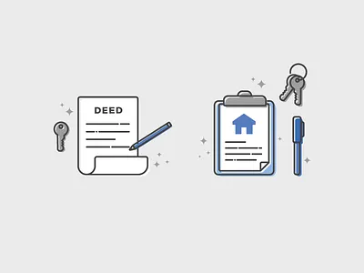 Real Estate Icons clipboard deed home keys paper pen pencil realestate realty