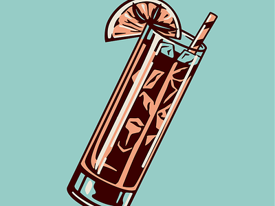 Iced Tea drink glass illustration reflection