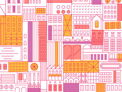 WIP city illustration lines vector