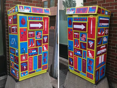 Traffic Box Wrap animals art city dogs flat art illustration people pizza street art traffic box vector vehicle