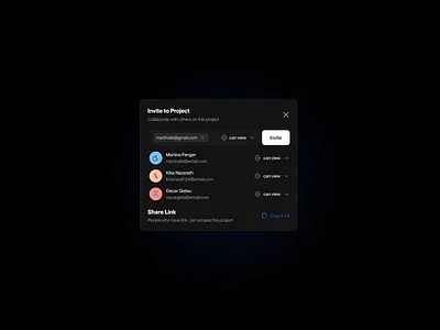 Invite Modal app design ui ux