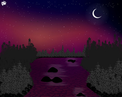 UNDER THE COLOURFUL NIGHT SKY 2d flat art adobe illustrator arts and illustration colourful sky dark art digital art dribble portfolio environment art illustration inspiration from nature landscape illustration nature art nature inspired art night art portrait art vector art