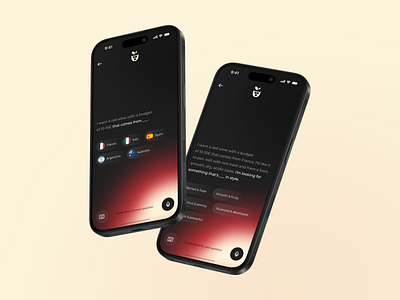 Sommelier App - Dark appdesign mobileapp sommelier ui userinterface ux wine