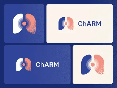 ChARM Rebranding beige blue brand brand design branding clean design gradient graphic design icon illustration logo logo design lung medical noise soft tech technology