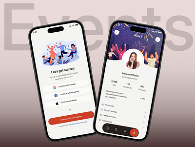 Event Management Mobile App app redesign booking crypto cryptoapp cs event app event tickets finance graphic design ios lettering login page logo mobile app phone profile page saas social app ui ux