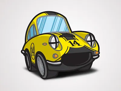 The Love Bug - Thorndyke's Cartoon - Racing (Apollo 5000 GT) automobile bug car cartoon herbie love movie race star stripe vehicle yellow