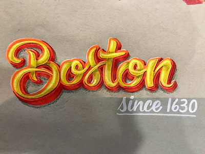 Boston color color pencil hand letter hand lettering letter prismacolor warm