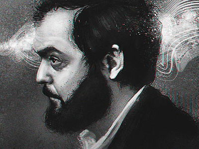 Stanley Kubrick black and white digital art digital painting illustration light stanley kubrick