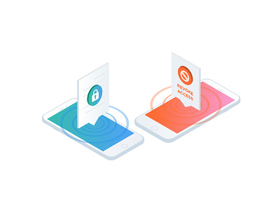 Mobile Secure File files gradient illustrations isometric mobile revoke secure