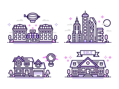 Architecture architecture balloon home house icon illustration line skyscraper zeppelin