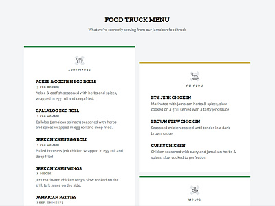 Golden Spoon Menu clean flat food truck grid masonry menu ui web design