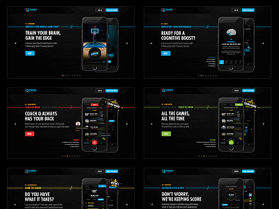 Thinq Sports Landing Page android apple athlete brain training gif interface design ios iphone nike sports ui ux web