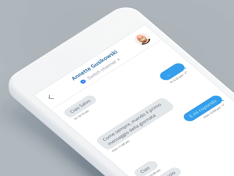 IM Channel switcher animation chat interaction mobile photoshop principle sketch switch ui