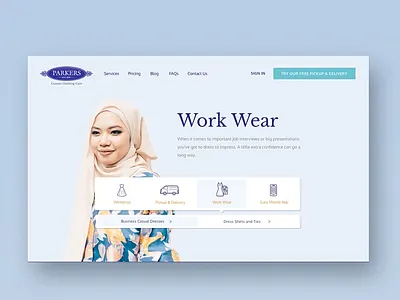 Hero Exploration baskerville clean dry cleaning flat modern web