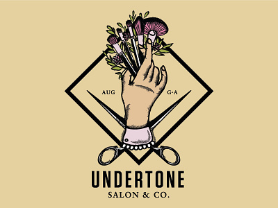 Undertone Salon & Co. branding design diamond floral hand hand drawn illustration illustrator logo makeup salon scissors tattoo traditional