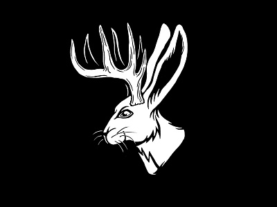 Jackalope animal antlers black and white deer ears horns jackalope rabbit