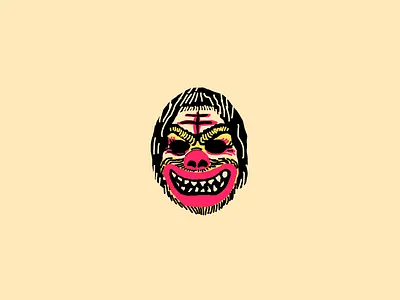 Unibrow Mask ben cooper clown eyebrow face hairy halloween illustration mask pink