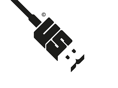 USB black brand flat graphic idea logo negative space typography usb website white