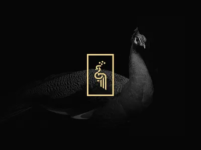 Pavo real-Peacock animal bauhaus bird jewelry line logo mark minimal peacock royal stamp symbol