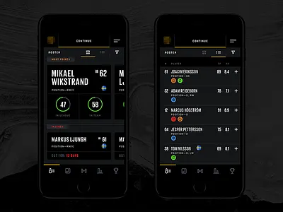 Fantasy Manager App app fantasy flat game hockey infographics interface manager mobile sports ui ux