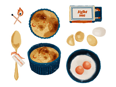 Burnt Magic branding creme brulee dessert illustration