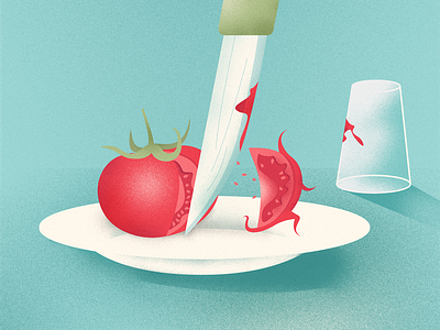 RUN Tomato, RUN! cook fun illustration knife run tomato