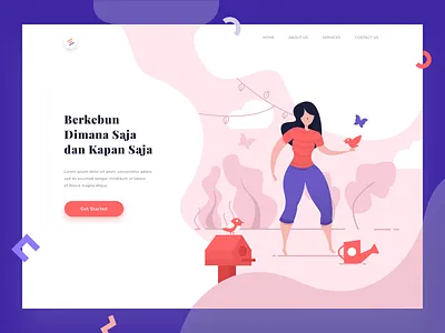 Illustration for landing page activity animal flat garden illustration landing nature page web