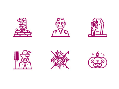 Halloween Monster avatar halloween horror icon line magician monster mummy pumpkin scary witch zombie
