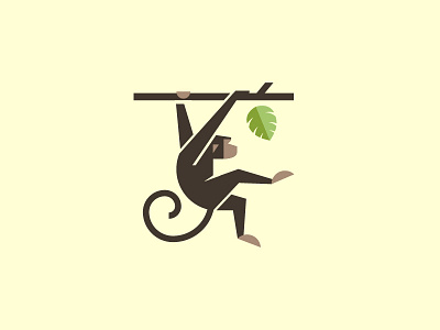 Monkey animal illustration leaf logo monkey