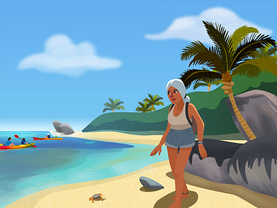 Plage beach game illustration kayak plage