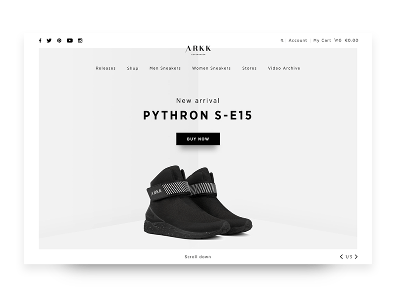 Arkk - loading page arkk clean landing page animation minimal principle shoes