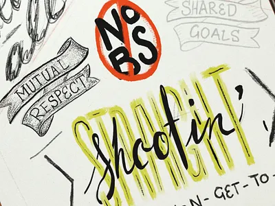 Various Stages of WIP contract illustration layout lettering no bs print type typography