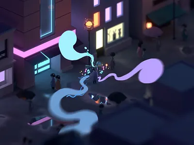 Playlist b3d blender game isometric japan lowpoly neon playlist songs streets