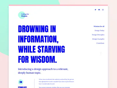Calling for Wisdom - Webdesign blue bold design interaction typography ui ux wisdom