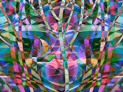 Invisible boat flat illustration polygons